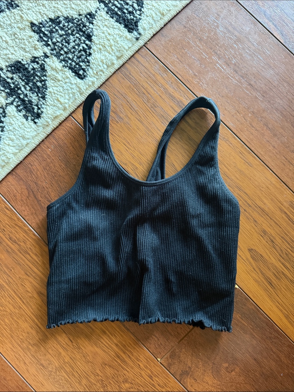 Spiritual Gangster Black Ribbed Crop Tank